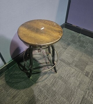 ALL ONE MONEY Set of 2 black metal framed stools with wooden seats. Has scuffs and scratches as shown in pictures but can be cleaned up nicely! Nothing broken. 25”H x 18”W x 18.5” D. 

 