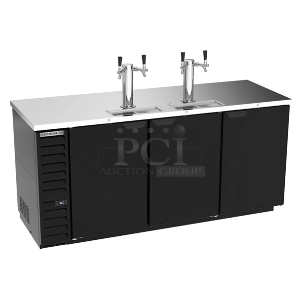 BRAND NEW SCRATCH AND DENT! Beverage Air DD78HC-1-B Stainless Steel Commercial Direct Draw Kegerator w/ 8 Hoses. Stock Picture Used as Gallery. 115 Volts, 1 Phase. Tested and Working! - Image 1 of 12