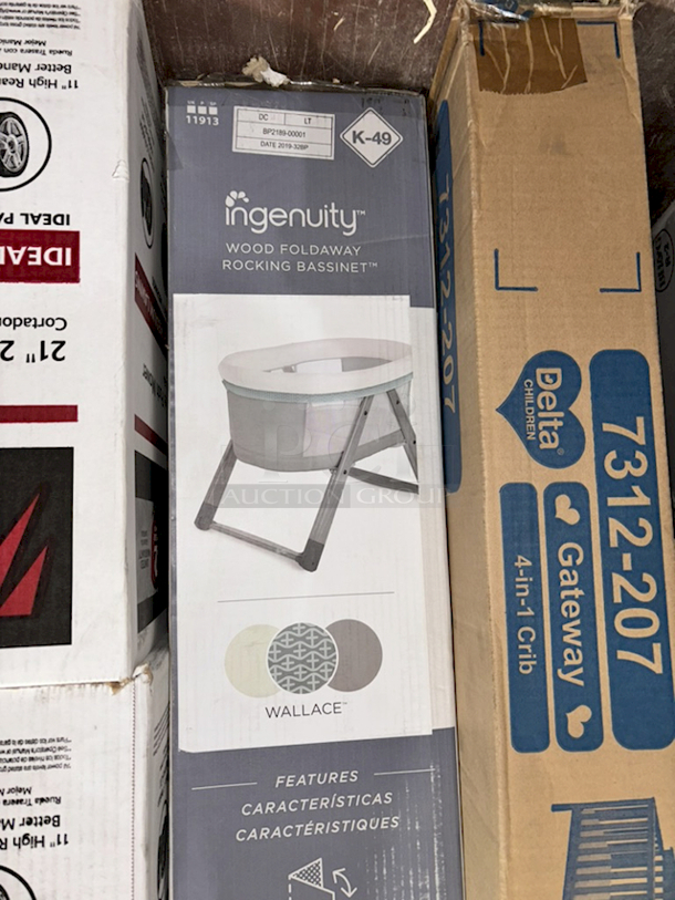 NEW!! Ingenuity Foldaway Rocking Wood Bassinet Portable Folding Rocking Bassinet - Wallace. 37" x 23-1/4" x 28 - Image 10 of 10