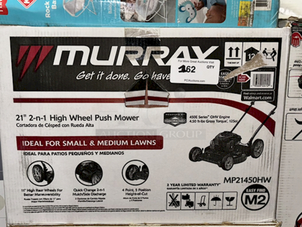 Murray MP21450HW 21" 2-n-1 High Wheel Push Mowerm- Briggs & Stratton 450E Series™ OHV Engine - 4.50 ft-lbs Gross Torque, 125cc - 11" High Rear Wheels, Quick Change 2-N-1 Mulch/Side Discharge, 4 Point, 5 Position Height-Of-Cut