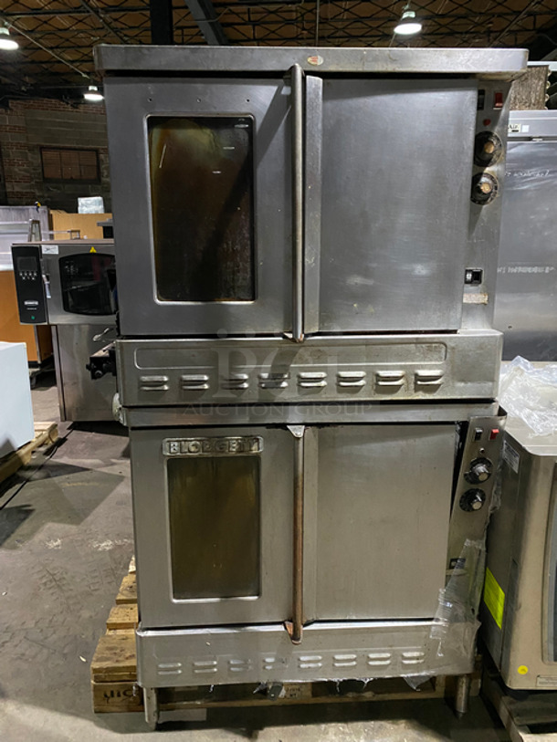 Blodgett Commercial Natural Gas Powered Double Deck Convection Oven! With Metal Oven Racks! All Stainless Steel! On Legs! 2x Your Bid Makes One Unit!