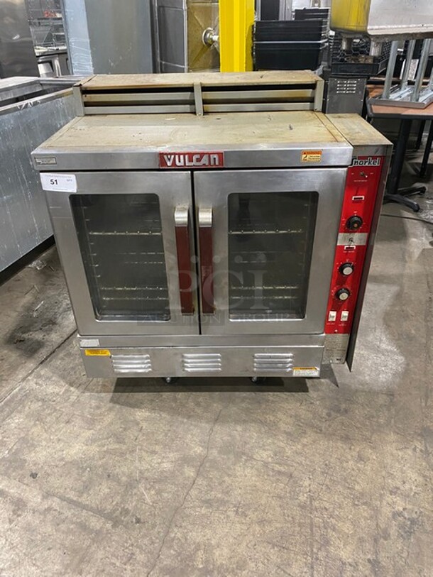 Vulcan Commercial Natural Gas Powered Single Deck Convection Oven! With View Through Doors! Metal Oven Racks!  All Stainless Steel! Model: SG22B SN: 481203514