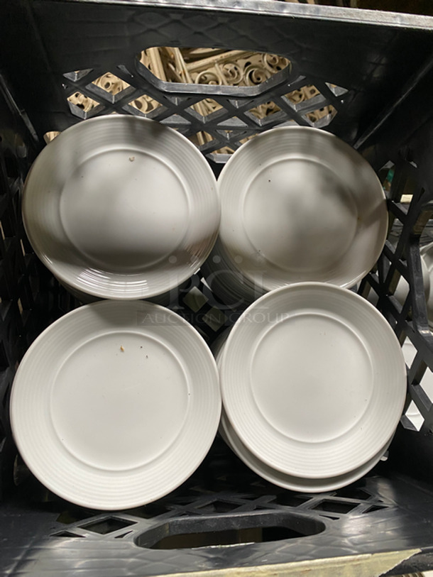 Rene Ozorio 6" White Ceramic Plates! 5x Your Bid! Includes Black Poly Crates! - Image 2 of 6