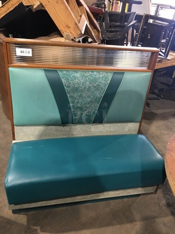 Dual Sided Blue Cushioned Booth Seat! With Wooden Outline! Perfect For Up Against The Wall Or Centered! Can Be Connected To Any Of The Booths Listed! 4x Your Bid!