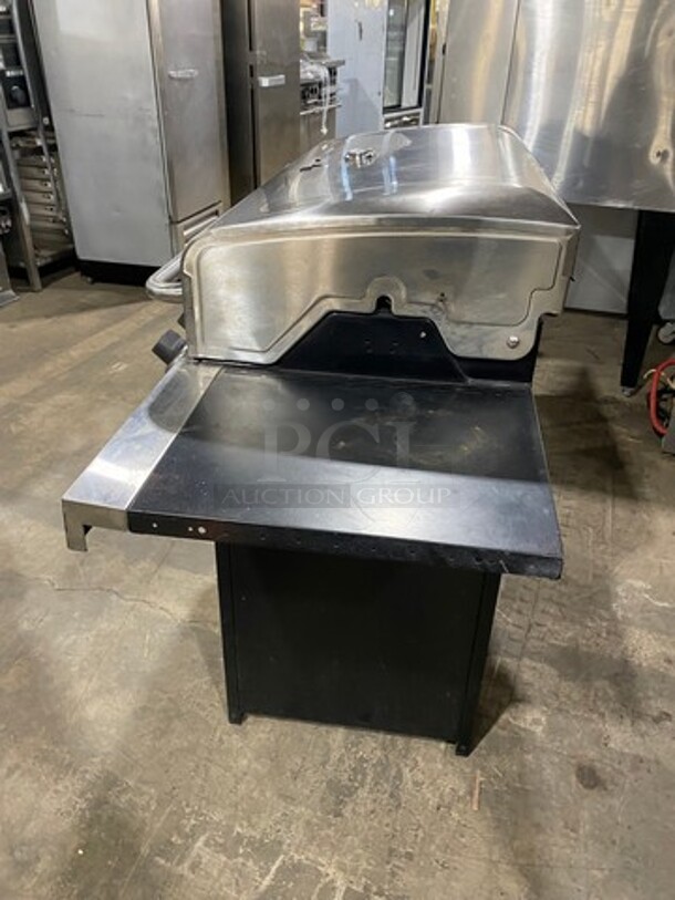 AWESOME! Char Broil Gas Powered Outdoor 6 Burner BBQ Grill! With Left Side Single Burner! Right Side Table! Hinged Lid! With Cabinet Storage Space Underneath! - Image 2 of 10