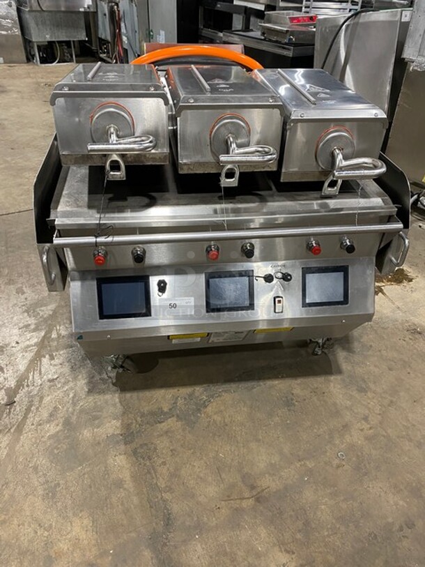 WOW! LATE MODEL! 2017 Taylor Gas Powered Planten 2-Sided Grill! With Back And Side Splashes! All Stainless Steel! On Casters! Model: L81122 SN: M7116813