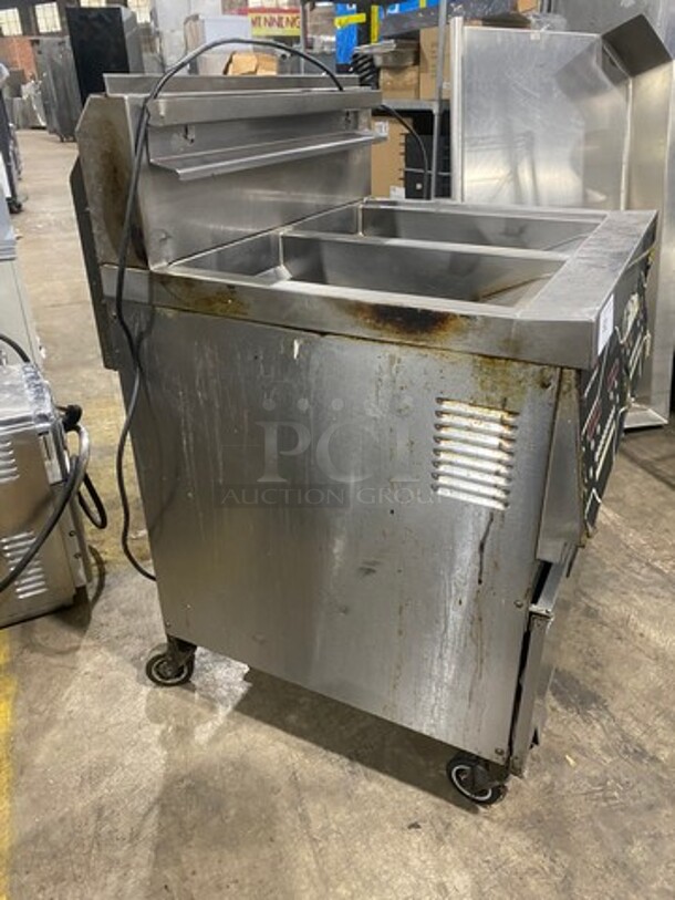 Henny Penny Commercial Natural Gas Powered 2 Bay Fryer! All Stainless Steel On Casters! Model: EEG142FFXX SN: BW1304009 - Image 2 of 12