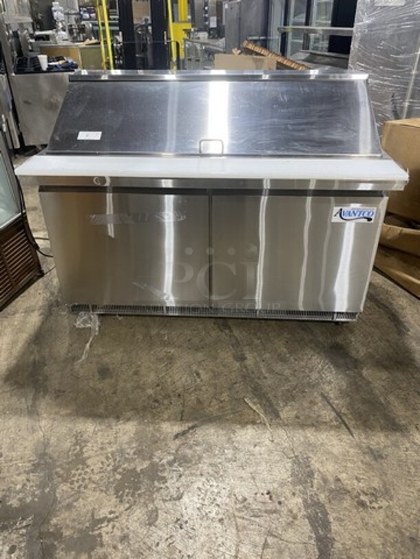NEW! Scracth-n-Dent! Avantco 60 Inch Mega Top Refrigerated Sandwich Prep Table! With Poly Cutting Board! 115V 1 Phase! Model 178SSPT60MHC! On Casters! 