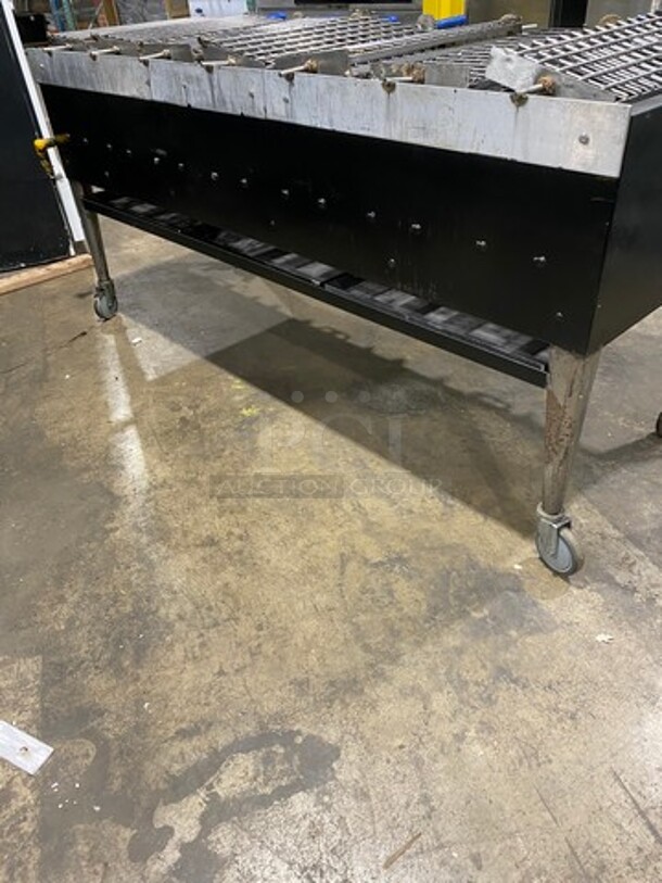 AMAZING FIND! Attias Commercial Natural Gas Powered Dual Sided Rotating Charcoal Broiler Grill! All Stainless Steel! On Casters! WORKING WHEN REMOVED! - Image 3 of 11