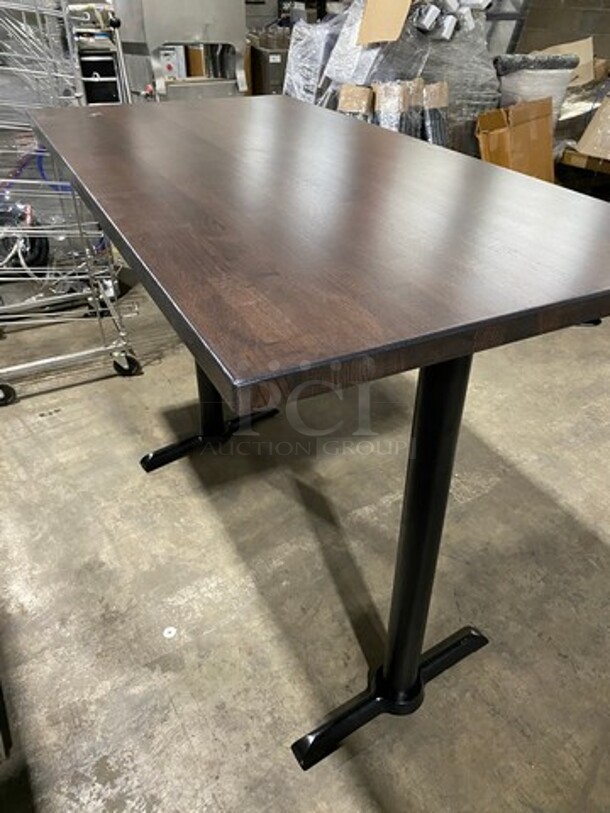 Brand New! Red Oak 30 By 60 Rectangular 1.5 Inch Thick BUTCHER BLOCK Style BAR HEIGHT Dining Table! On Double Legs!  - Image 3 of 10