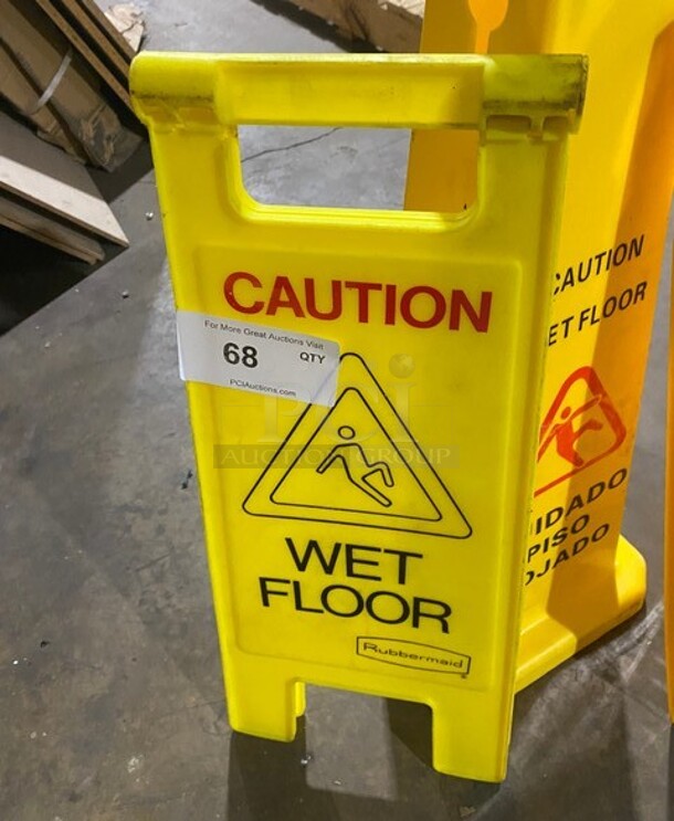 All One Money! Yellow Poly Wet Floor Caution Sign! - Image 2 of 4