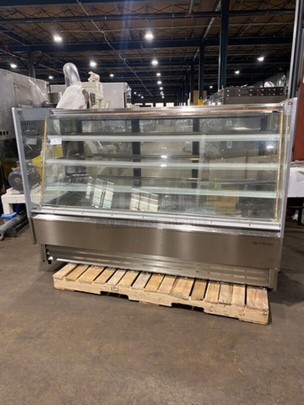 SCRATCH-N-DENT! LATE MODEL! 2019 Infrico Commercial Refrigerated Bakery Display Case Merchandiser! With Sliding Rear Access Doors! Stainless Steel Body! Model: VBR18FG SN: 104010018193043 115V 60HZ 1 Phase! Top Glass Is Broken!