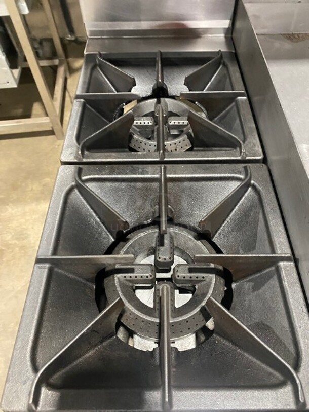 Cookline Stainless Steel Commercial Natural Gas Powered 2 Burner Range w/ Right Side Flat Top Griddle! With Oven And Back Splash! On Commercial Casters! - Image 6 of 11