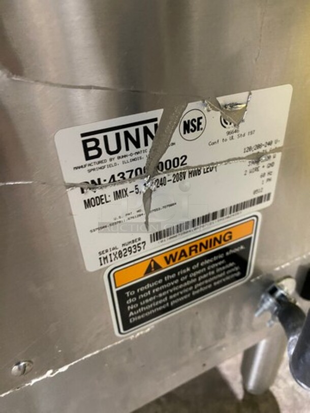Bunn Commercial Countertop Hot Beverage Dispenser! Model: IMIX5 SN: IMIX029357 120/208/240V 60HZ 1 Phase - Image 7 of 8