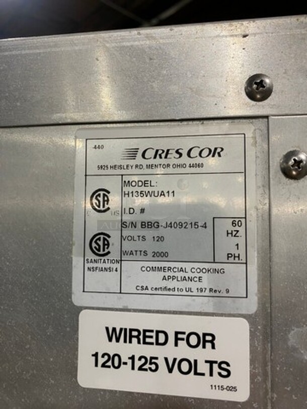 Cres Cor Commercial Insulated Warming/Proofing Cabinet! With 2 Half Doors! Holds Full Size Trays! All Stainless Steel! On Casters! Model: H135WUA11 SN: BBGJ4092154 120V 60HZ 1 Phase - Image 6 of 7