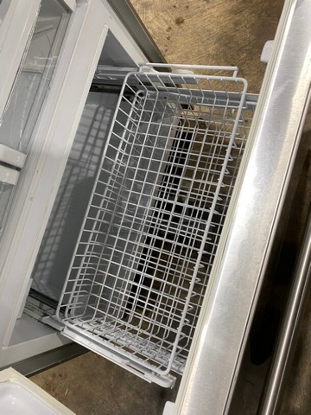 Monogram Upright Half Cooler Half Freezer Combo Unit! Single Cooler And Single Drawer Freezer! With Poly Coated Racks And Shelves! Stainless Steel! - Image 6 of 11