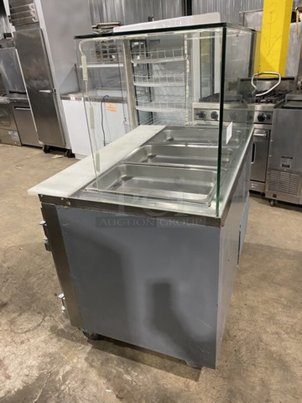 Leader 48 Inch Refrigerated Mega Top Sandwich Prep Table With Sneeze Gaurd! Model LM48SC Serial PW11M2201B! 115V 1 Phase! On Commercial Casters! - Image 2 of 9