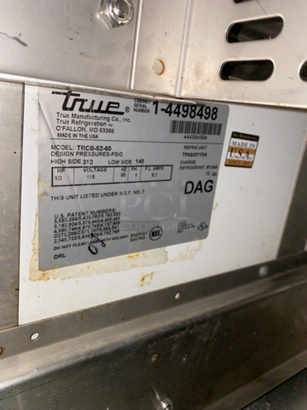 True Commercial 2 Drawer Refrigerated Chef Base! All Stainless Steel! On Casters! Model: TRCB5260 SN: 14498498 115V 60HZ 1 Phase - Image 6 of 8