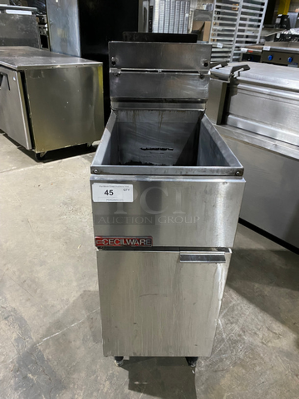 NICE! Cecilware Natural Gas Powered 4 Burner Deep Fat Fryer! All Stainless Steel! On Legs!