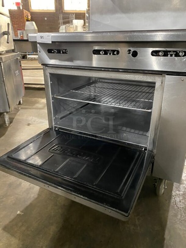 Imperial Commercial Natural Gas Powered 6 Burner Stove! With Raised Back Splash And Salamander Shelf! With Oven Underneath! All Stainless Steel! On Casters! - Image 7 of 8