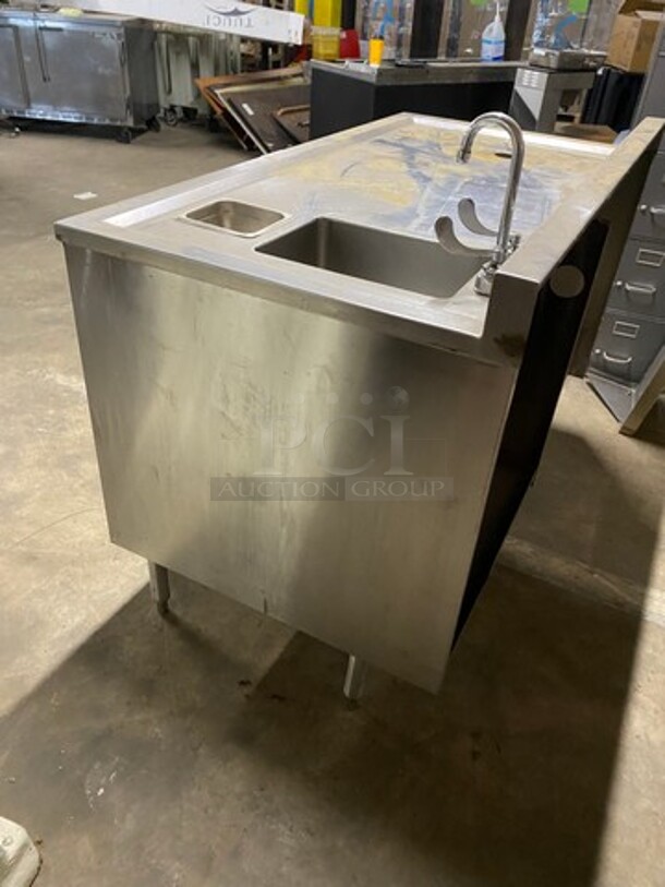 All Stainless Steel Commercial Custom-Made Workstation! With Built In Hand Sink! With Faucet And Handles! With Back Splash! With Storage Space Underneath! All Stainless Steel! On Legs! - Image 3 of 8