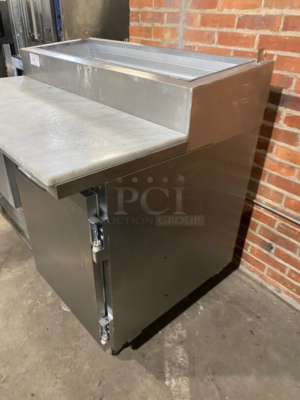 Nice Leader! ALL Stainless Steel Pizza Prep Table! Double Cold Storage! With Marble Cutting Board! On Wheels! 115V! 1 Phase! 60 HZ! Model: ESPT48 Serial: NP05C0836 - Image 3 of 10