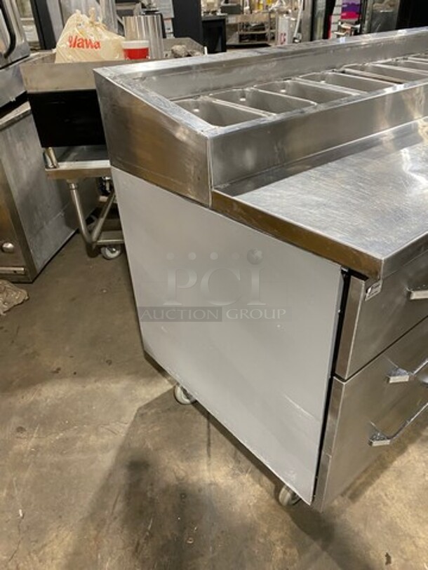 Randell Commercial Refrigerated Pizza Prep Table! With Single Door Storage Space! With 3 Drawers Underneath! All Stainless Steel! On Casters! Model: 8268N 115V 60HZ 1 Phase - Image 4 of 10
