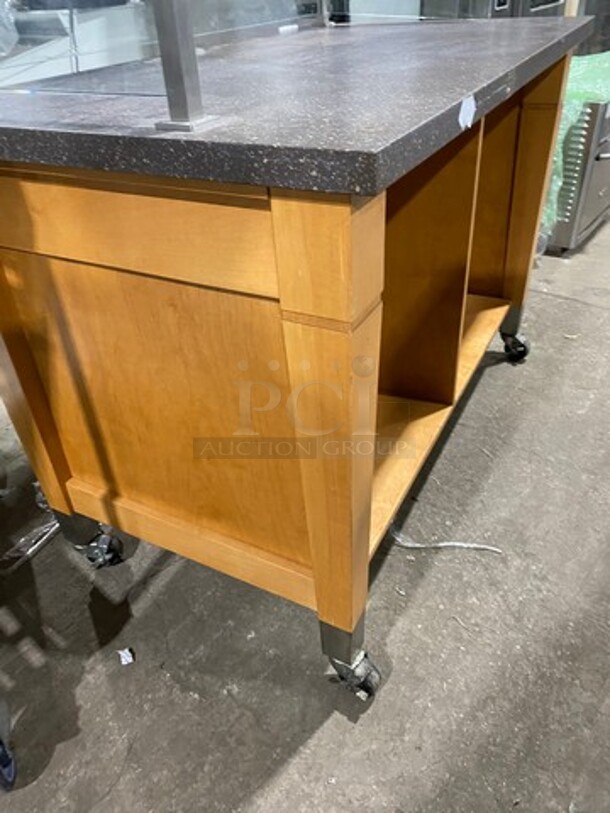 Commercial Food Prep/ Serving Station Counter! With Sneeze Guard! With Storage Space Underneath! On Casters! - Image 9 of 11