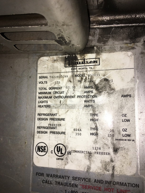  Traulsen Commercial Single Door Reach In Freezer! With Poly Coated Racks! All Stainless Steel! Model: G12011 SN: T422910C99 115V 60HZ 1 Phase - Image 7 of 8