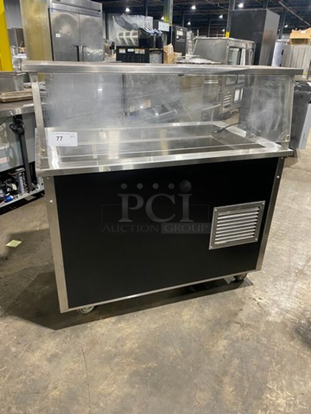Vollrath Commercial Refrigerated Food Serving Station Counter/ Cold Pan! With Sneeze Guard! Stainless Steel Body! On Casters! Model: 3707600002CNA SN: B24200496413001 120V 60HZ 1 Phase