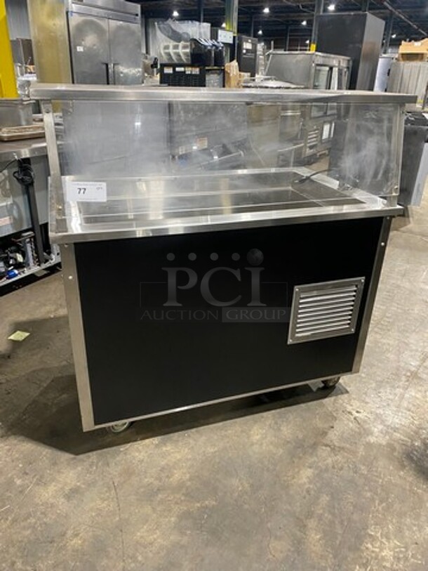 Vollrath Commercial Refrigerated Food Serving Station Counter/ Cold Pan! With Sneeze Guard! Stainless Steel Body! On Casters! Model: 3707600002CNA SN: B24200496413001 120V 60HZ 1 Phase - Image 1 of 8