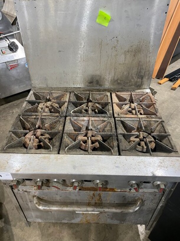 CPG Commercial Natural Gas Powered 6 Burner Stove! With Raised Back Splash! With Oven Underneath! All Stainless Steel! On Casters! Model: S36N SN: 091636N033 - Image 6 of 10