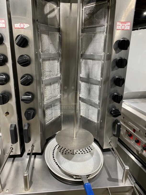 Attias Natural Gas Powered Dual Gyro Machine! On Equipment Stand! With Storage Space Underneath! All Stainless Steel! On Legs! - Image 7 of 12