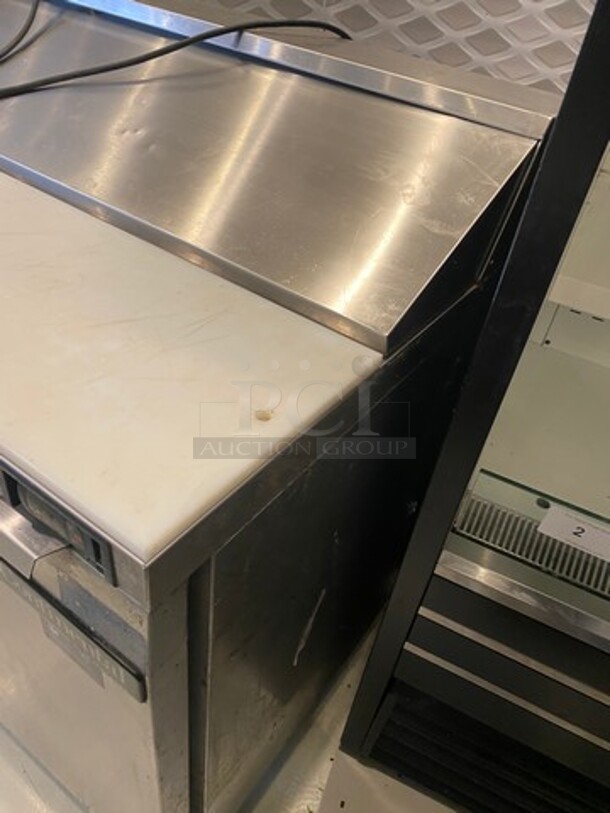 Continental Commercial Refrigerated Sandwich Prep Table! With Commercial Cutting Board! With 2 Door Storage Space Underneath! All Stainless Steel! On Casters! WORKING WHEN REMOVED! Model: SW6016 SN: 15875040 115V 60HZ 1 Phase - Image 3 of 9