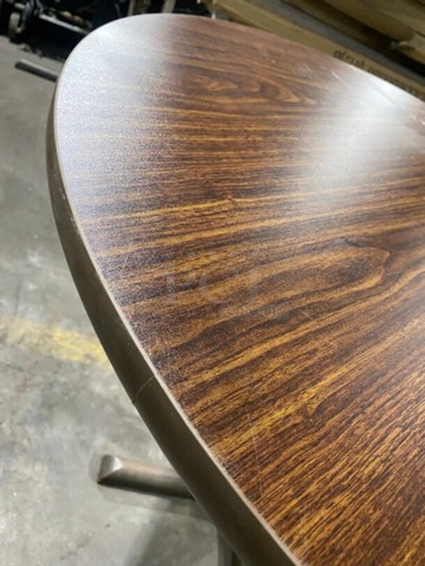 IN THE BOX! G & G Commercial 36" Round Oak/ Walnut Tabletops! With Metal Base! EACH LOT MAY HAVE DIFFERENT STYLE METAL BASE! EACH BOX HAS 2 TABLETOPS! 1 BOX PER LOT NUMBER! 2x Your Bid! - Image 6 of 6