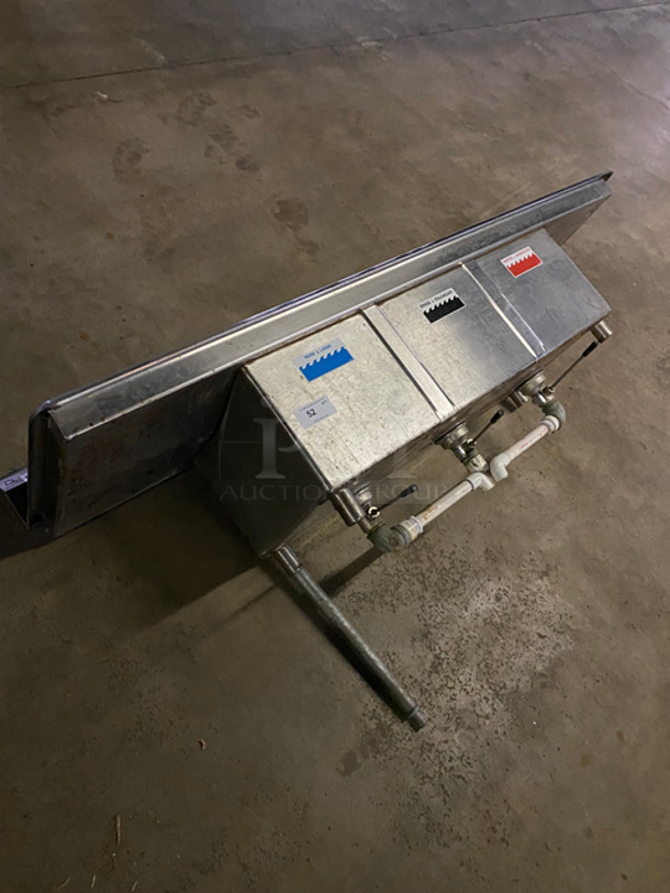 Duke Commercial 3 Bay Sink! With Dual Drainboard, Faucet, Handles And Spray Nozzle Attachment! All Stainless Steel! - Image 1 of 8