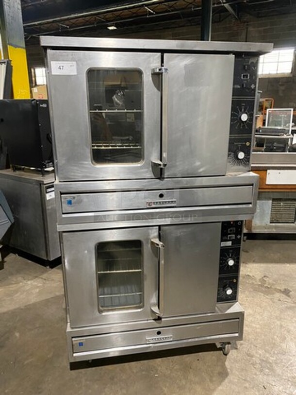 Garland Commercial Natural Gas Powered Double Deck Convection Oven! With View Through Doors! Metal Oven Racks! All Stainless Steel! On Casters! 2x Your Bid Makes One Unit! Model: TTG3