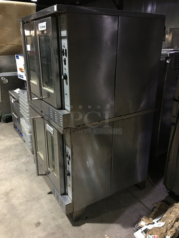 AMAZING! US Range Commercial Natural Gas Powered Double Deck Convection Oven! With Metal Oven Racks! With View Through Doors! All Stainless Steel! On Casters! Working When Removed! Model: SUMG100 SN: 1607100101506 - Image 3 of 10