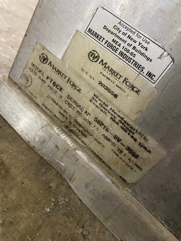 Market Forge Commercial Jacketed Tilting Soup Kettle! All Stainless Steel! Model: FT6CE SN: 562165V3598 240V 60HZ 3 Phase - Image 7 of 7