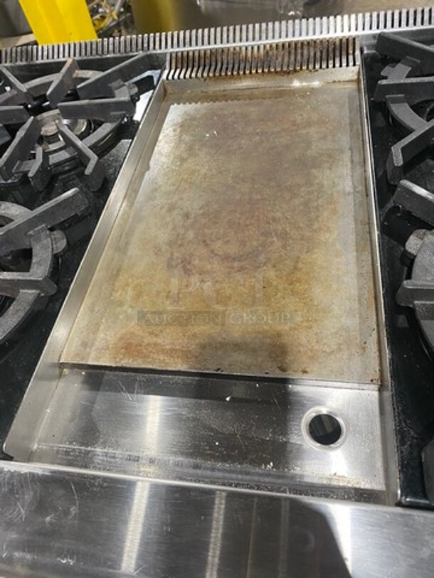 AMAZING! ALL ONE MONEY! Wolf Commercial Gas Powered 6 Burner Stove! With Center Mini Flat Top Griddle! With 1 Full Size & 1 Mini Oven Underneath! With Ventilation Hood System! All Stainless Steel! - Image 7 of 12