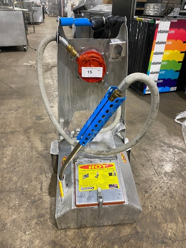 WOW! Shortening Shuttle Commercial Stainless Steel Waste Oil Transport Container! With Pump! On Casters! - Image 1 of 9