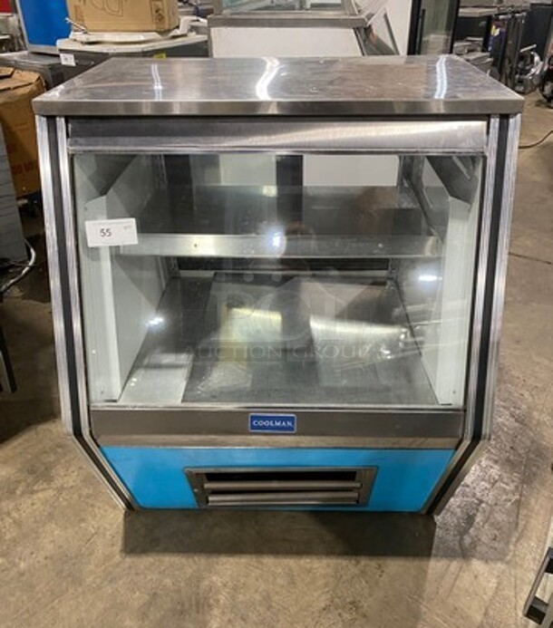 Coolman Commercial Refrigerated Deli/Bakery Display Case! With Slanted Front Glass! With Sliding Glass Rear Access Doors! All Stainless Steel! Model: CRI36CD SN: G54414 120V