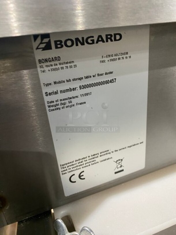 2017 Bongard Commercial Mobile Storage Table! Stainless Steel! On Casters! SN: 9300000000060457 - Image 10 of 10