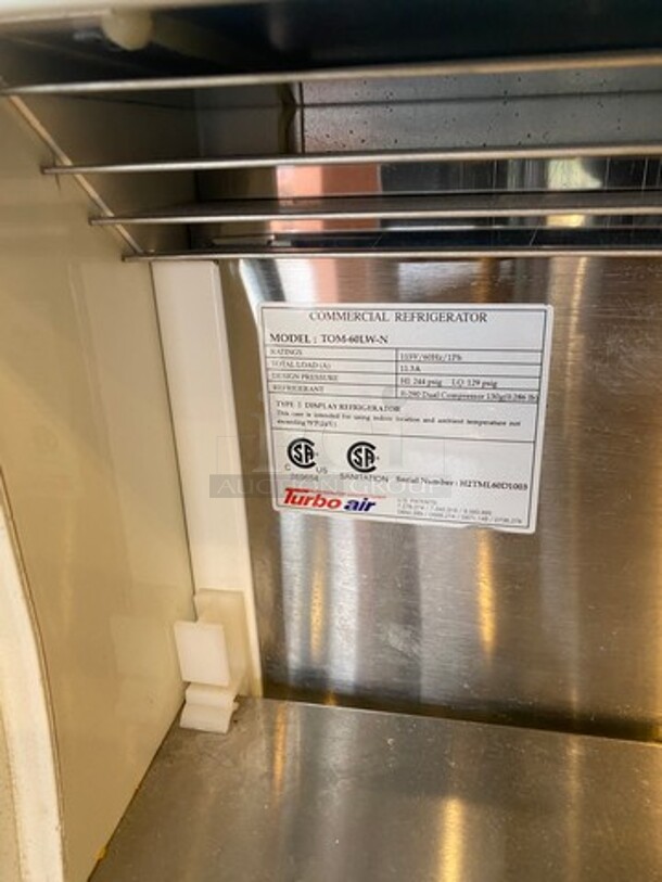 Turbo Air Commercial Refrigerated Open Grab-N-Go Display Case Merchandiser! With Front Cover! WORKING WHEN REMOVED! Model: TOM60LWN SN: H2TML60D1003 115V 60HZ 1 Phase - Image 7 of 9