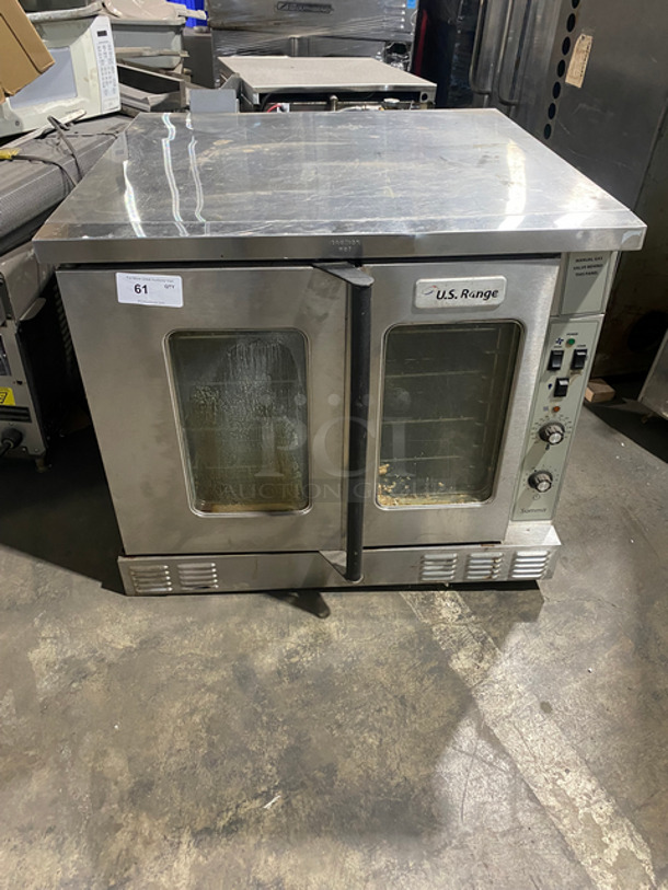 US Range Commercial Natural Gas Powered Single Deck Convection Oven! With View Through Doors! Metal Oven Racks! All Stainless Steel! Model: SUMG100 SN: 1606100101480