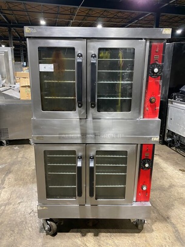 Vulcan Commercial Natural Gas Powered Double Deck Convection Oven! With View Through Doors! Metal Oven Racks! All Stainless Steel! On Casters! 2x Your Bid Makes One Unit! Model: VC4GD167 SN: 48159620 - Image 1 of 10