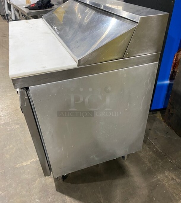 Continental Commercial Refrigerated Sandwich Prep Table! With 2 Door Storage Space Underneath! All Stainless Steel! On Casters! With Commercial Cutting Board! MODEL SW4812 SN: 14866581 115V 1PH - Image 2 of 9