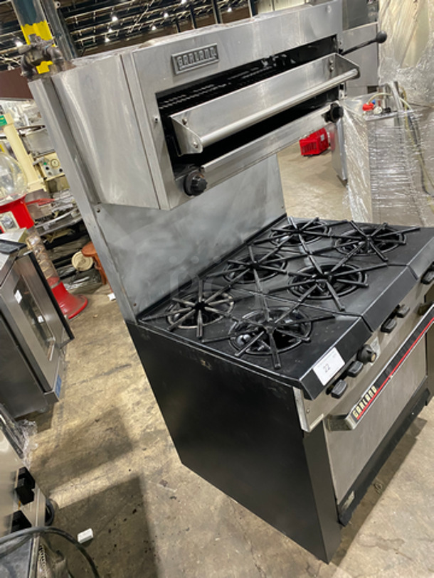 WOW! Garland Commercial Natural Gas Powered 6 Burner Stove! With Oven Underneath! Metal Oven Racks! With Raised Backsplash! With Salamander! All Stainless Steel! On Legs! - Image 2 of 10