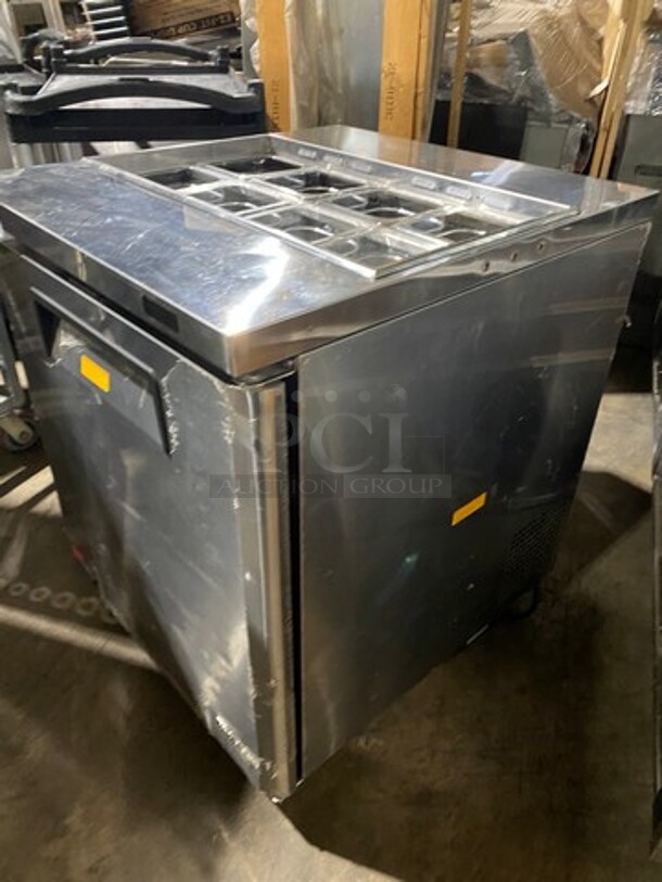 Turbo Air Commercial Refrigerated Salad Bar Island! Single Door Underneath Storage Space! All Stainless Steel! On Casters! Model: MST28N711S SN: H2KMS29FZ0627 115V - Image 2 of 12