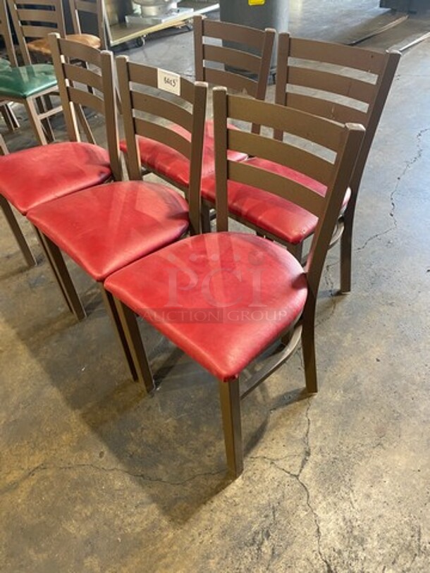 Red Cushioned Chairs! With Brown Metal Body! 5x Your Bid! - Image 2 of 7